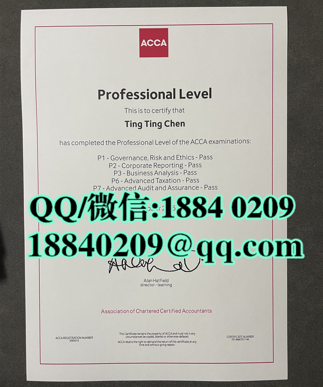 旧版本英国ACCA证书，英国特许公认会计师证书，ACCA专业资格证书