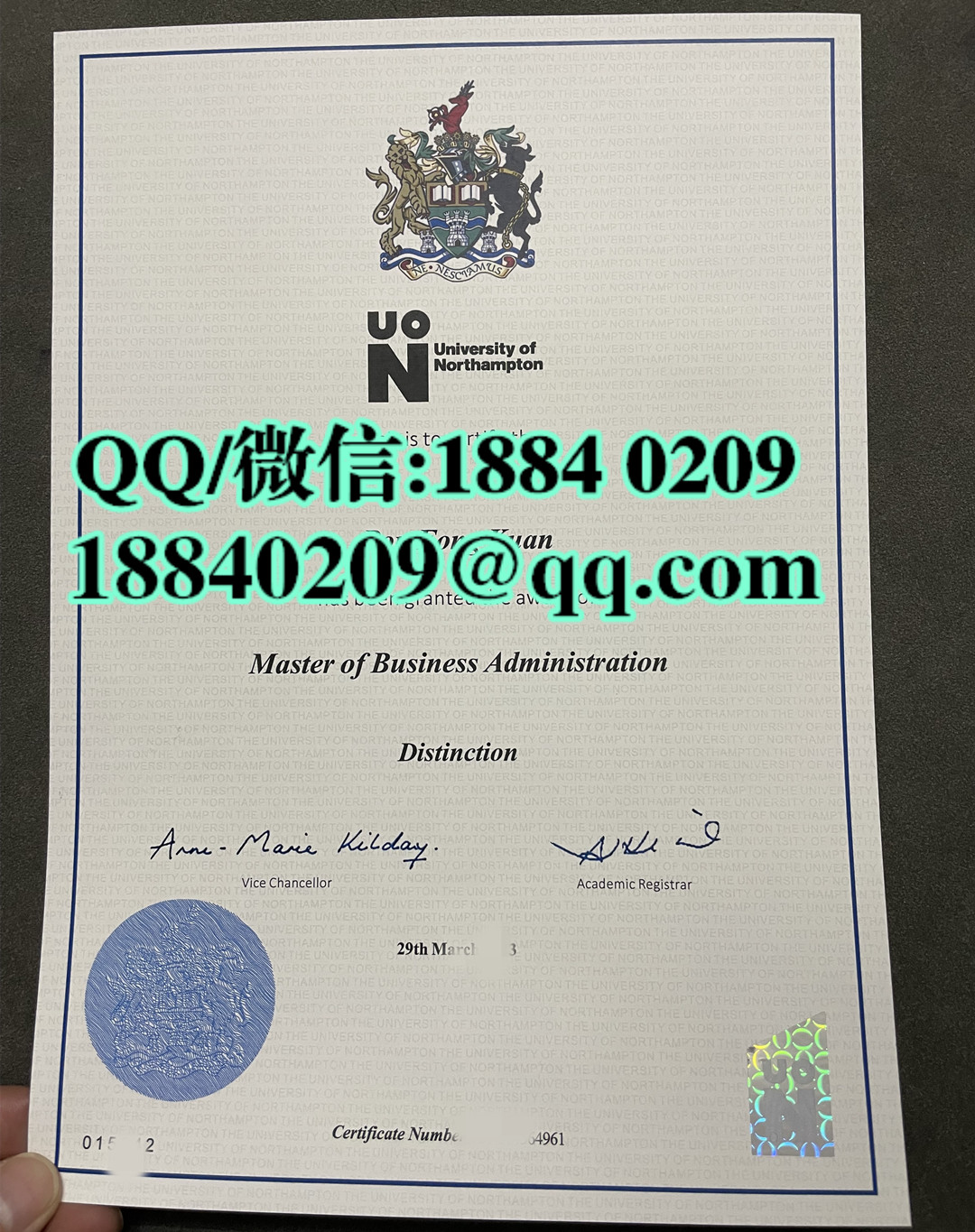 英国北安普顿大学工商管理硕士学位毕业证，The University of Northampton MBA degree