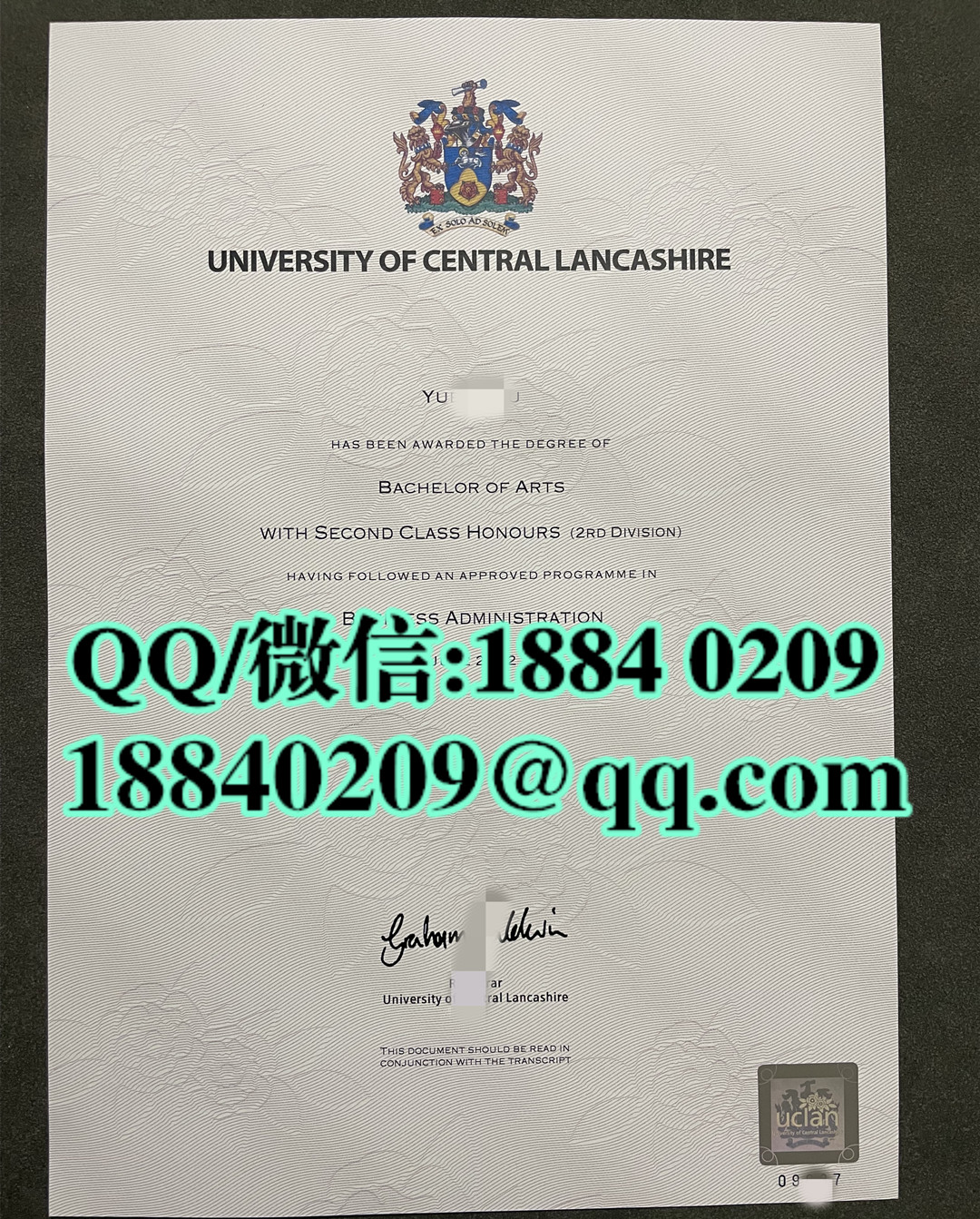英国中央兰开夏大学毕业证学位证，University of Lancashire diploma degree
