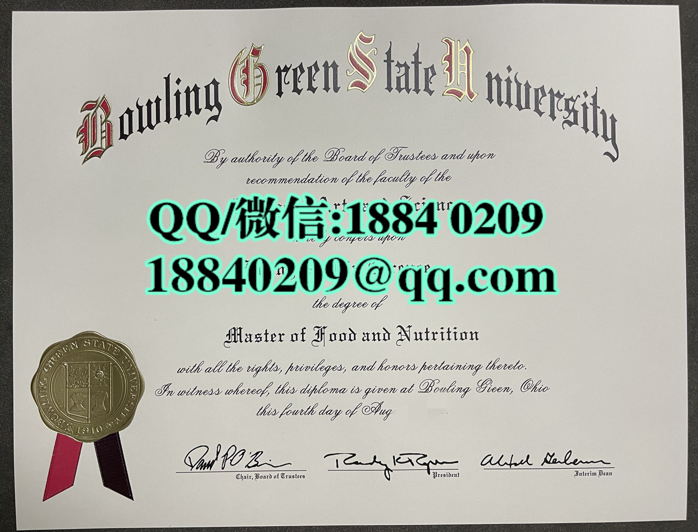 美国鲍林格林州立大学毕业证学位证，bowling green state university diploma degree