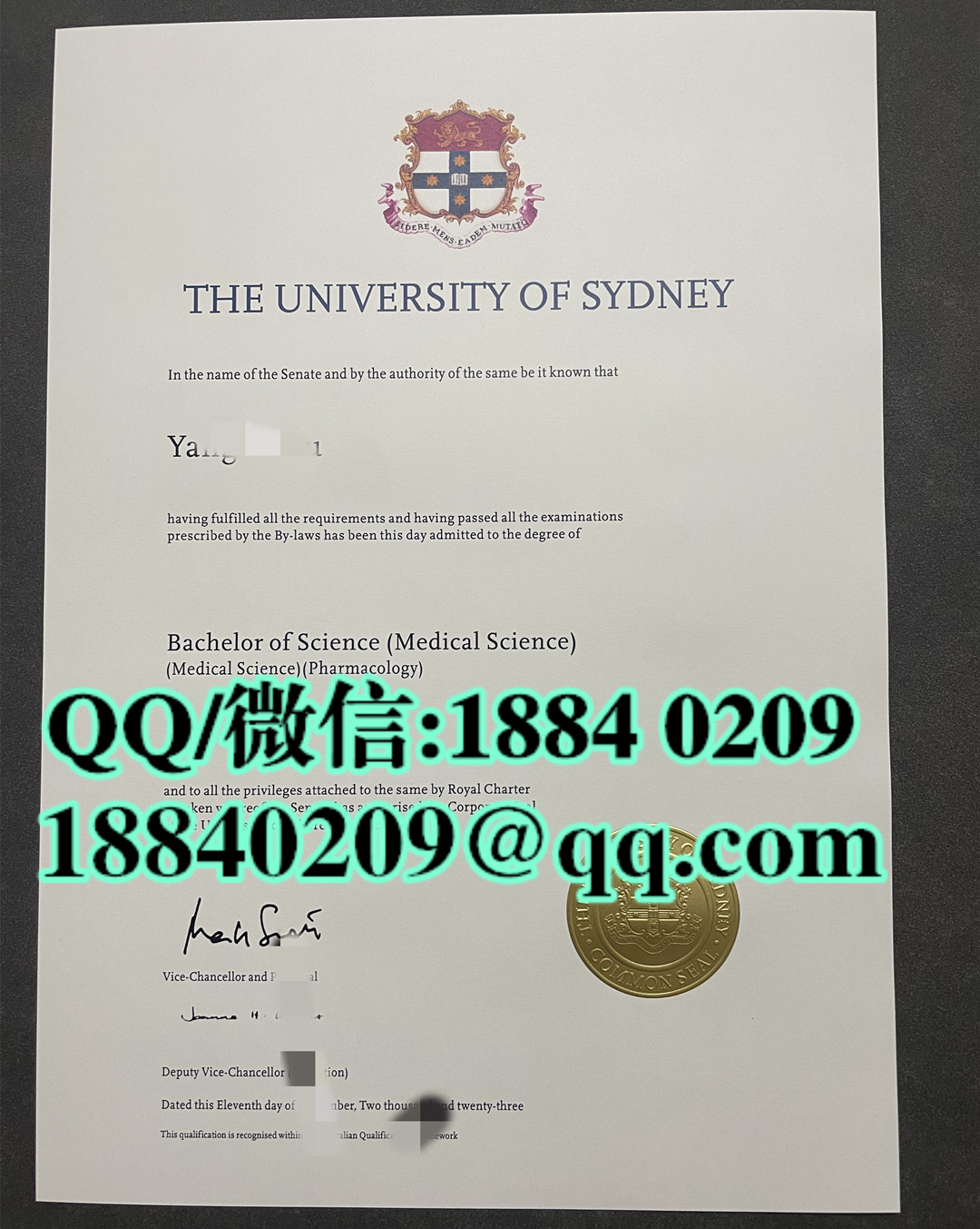 悉尼大学毕业证学位证，悉尼大学文凭案例，悉尼大学证书