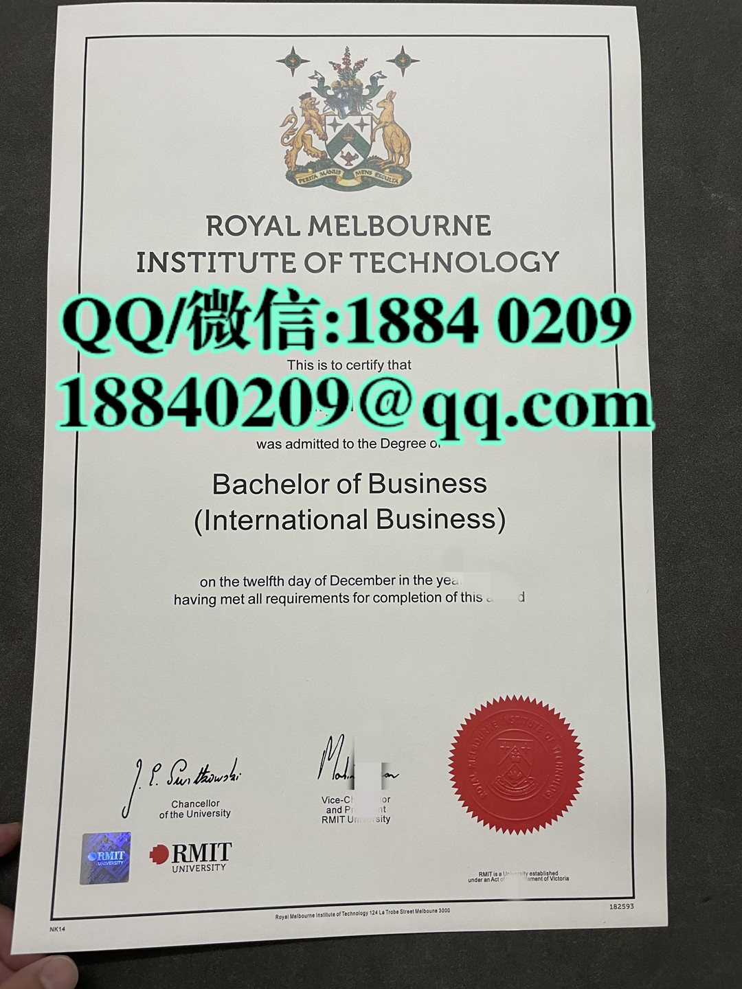 澳洲墨尔本皇家理工大学毕业证成绩单留才认证，墨尔本皇家理工大学商学士学位毕业证