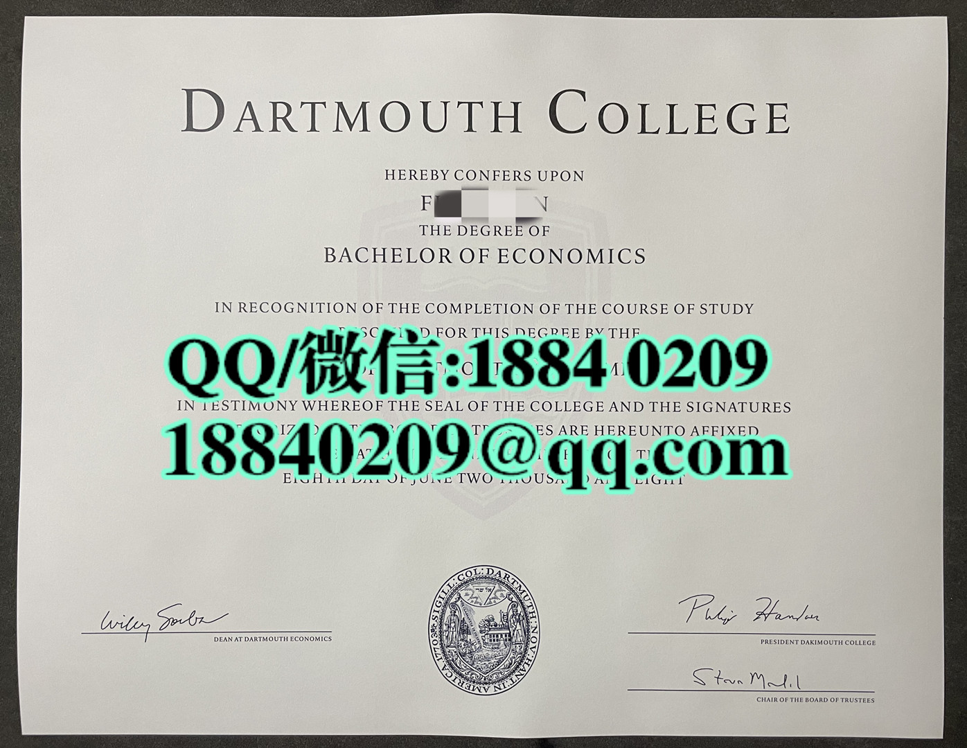 美国达特茅斯学院毕业证成绩单留才认证，Dartmouth College diploma degree